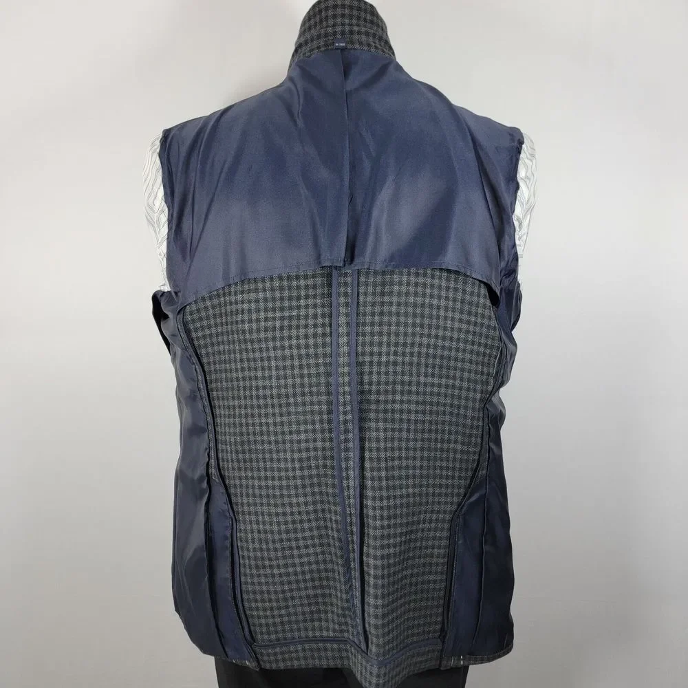 JOS A BANK Men's Sport Coat Two‎ Button Gray Black Check Wool Blend Slim Fit 46R